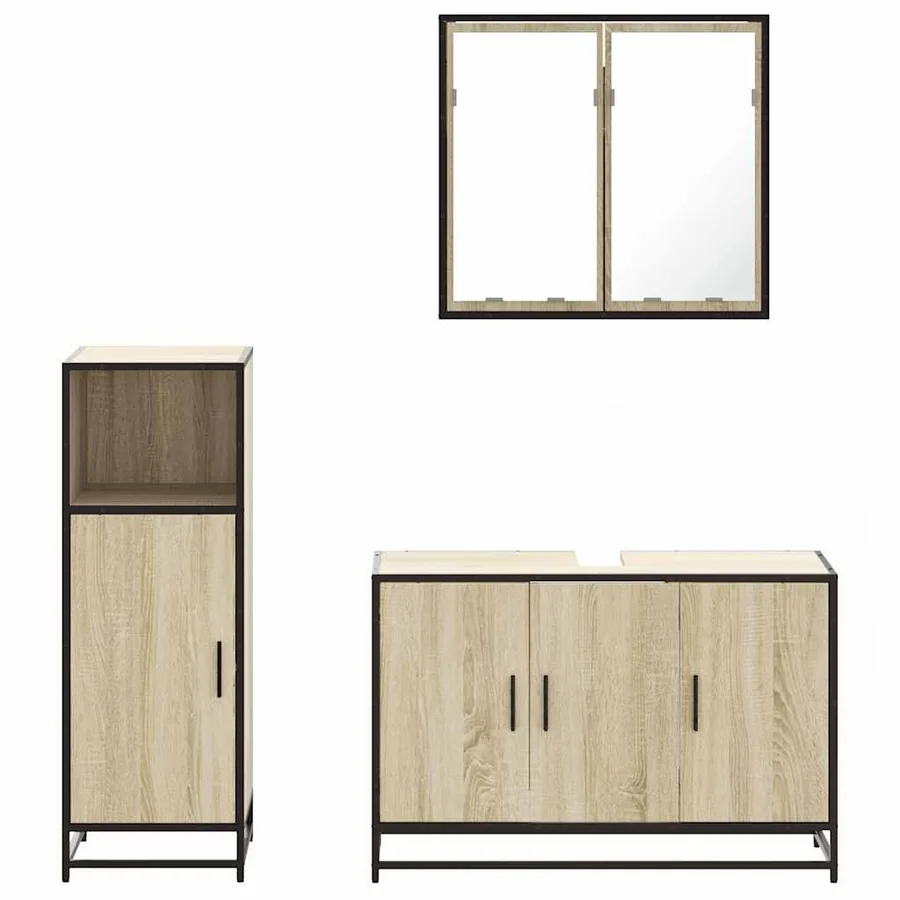 Ensemble de meubles de salle de bain 3 pcs chêne sonoma - 5