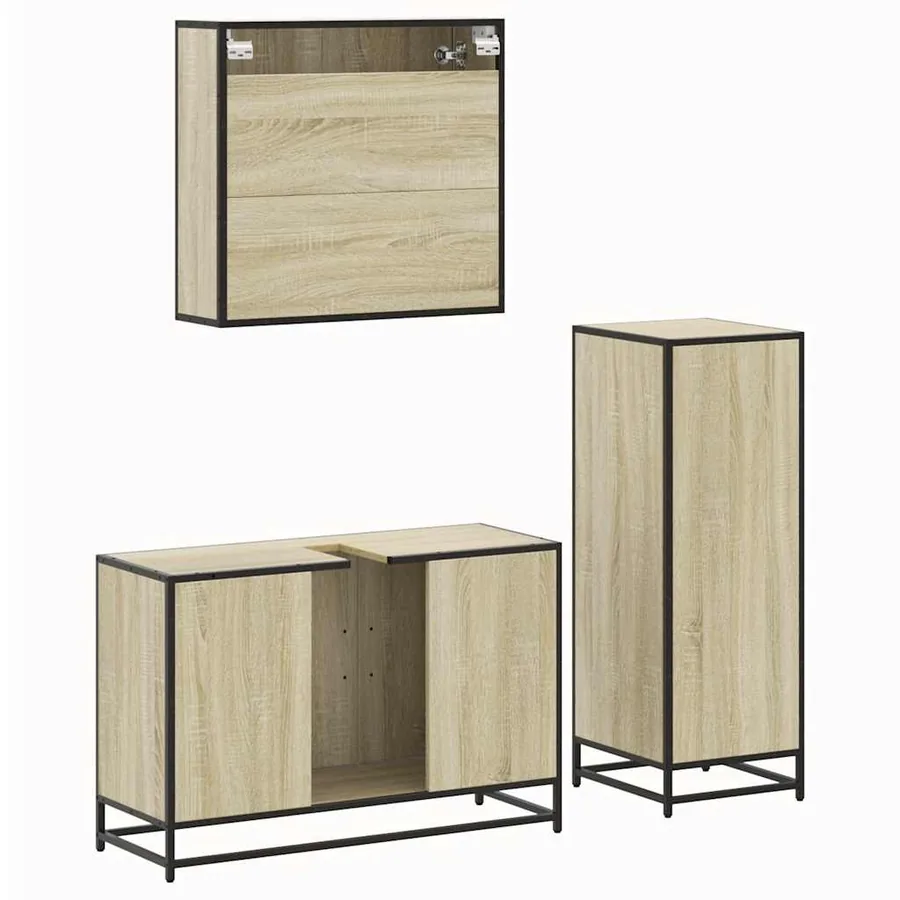 Ensemble de meubles de salle de bain 3 pcs chêne sonoma - 8