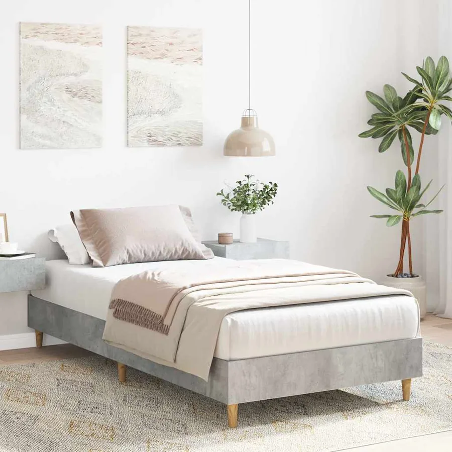 Cadre de lit sans matelas gris béton 75x190cm bois d'ingénierie - 3