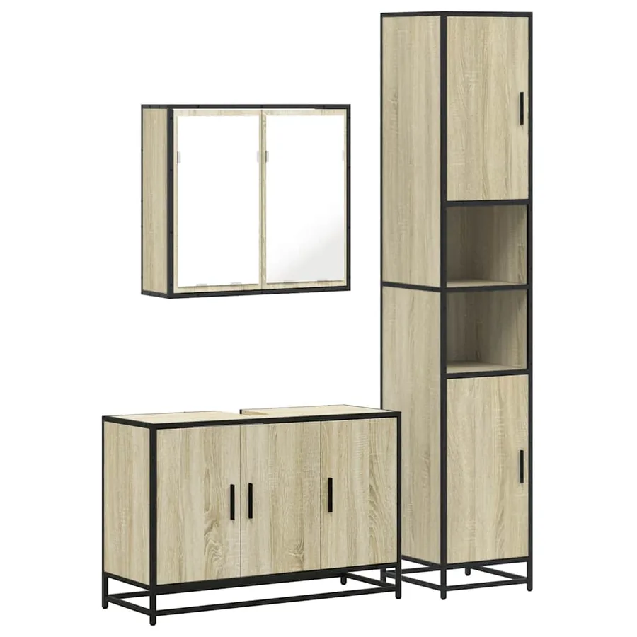 Ensemble de meubles de salle de bain 3 pcs chêne sonoma - 2