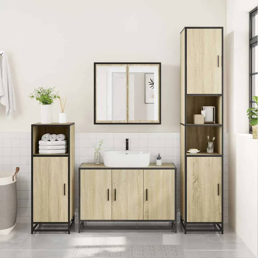 Ensemble de meubles de salle de bain 3 pcs chêne sonoma - 3