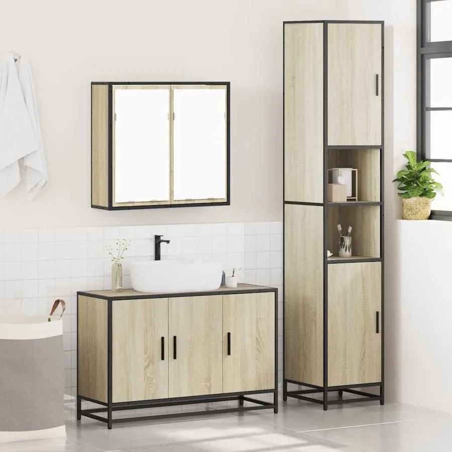 Ensemble de meubles de salle de bain 3 pcs chêne sonoma - 4