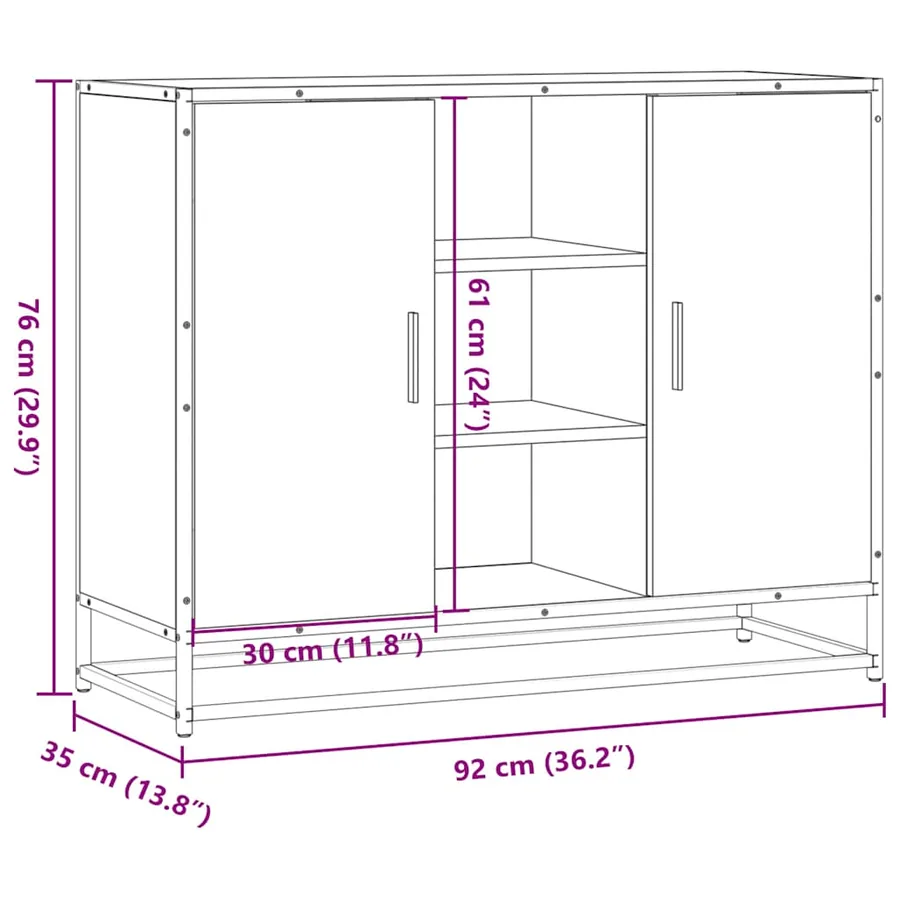 Buffet chêne marron 92x35x76 cm Bois d'ingénierie - 10