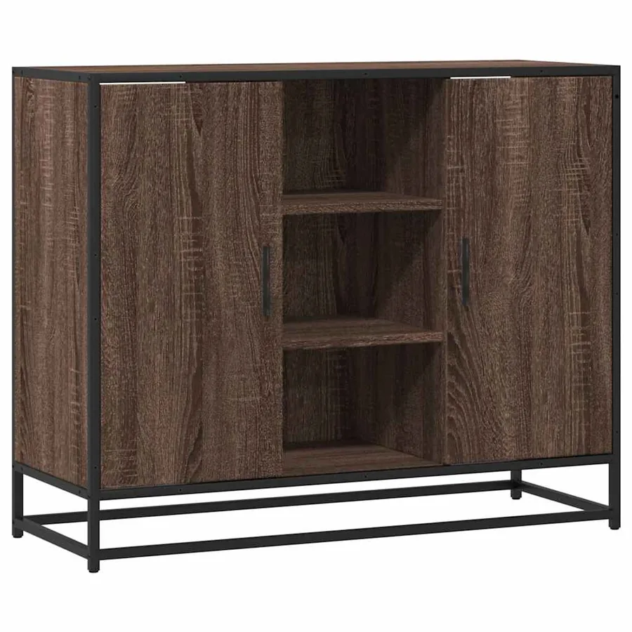 Buffet chêne marron 92x35x76 cm Bois d'ingénierie - 2