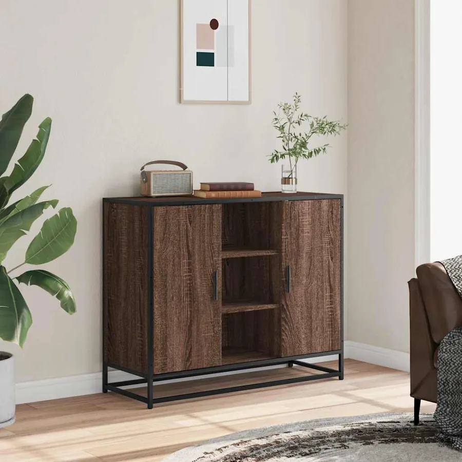 Buffet chêne marron 92x35x76 cm Bois d'ingénierie - 3
