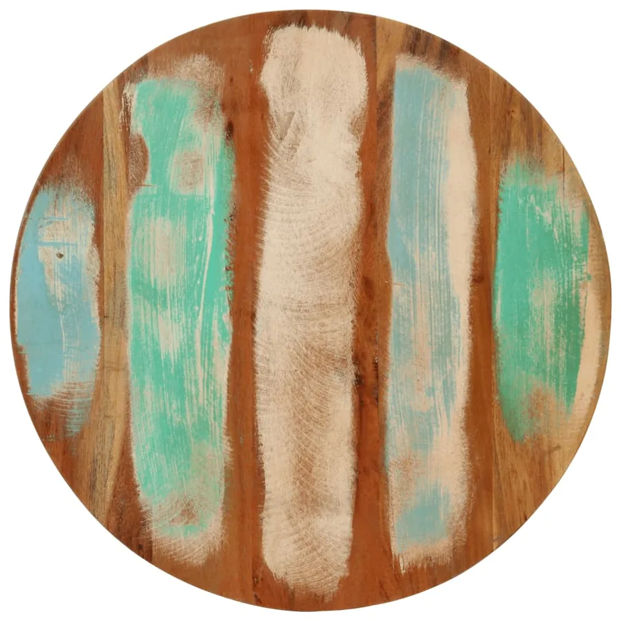 Table basse Ø50x35 cm bois de récupération massif et acier - 3