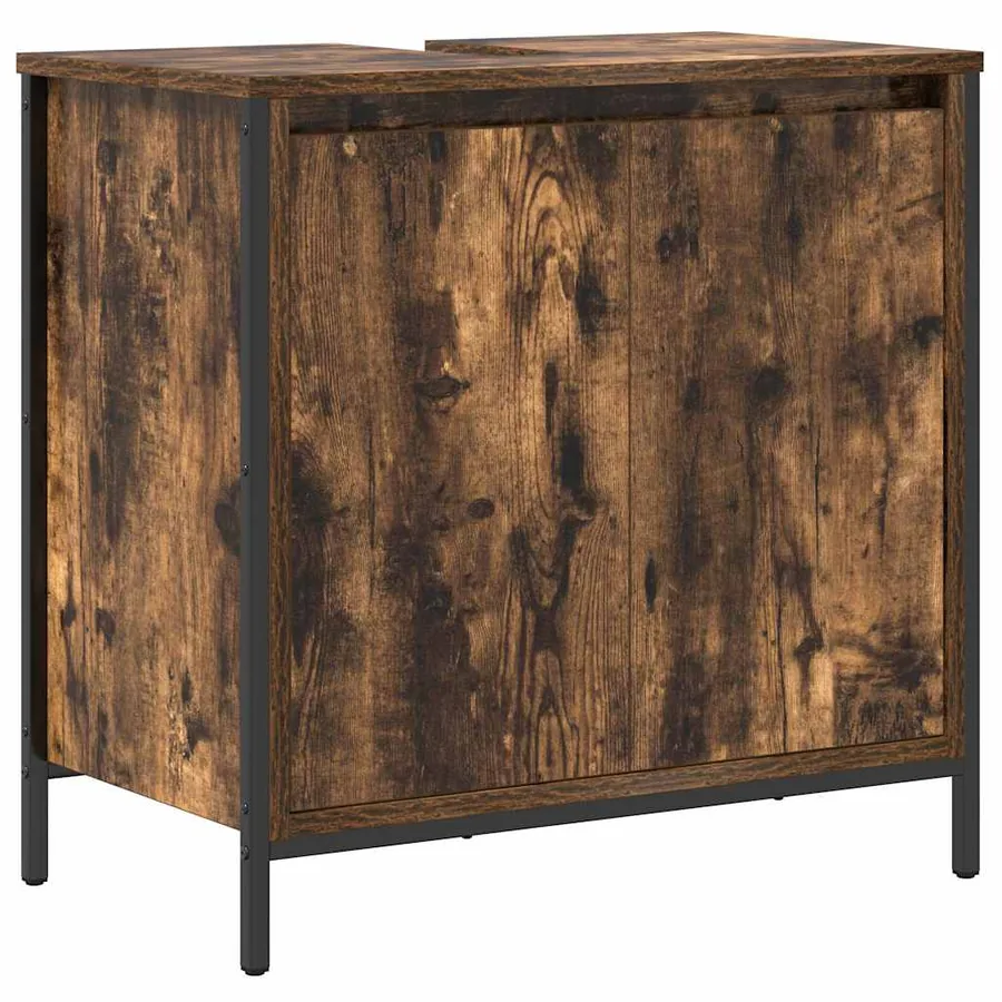 Meuble de salle de bain lavabo chêne fumé 60x34,5x60 cm - 2