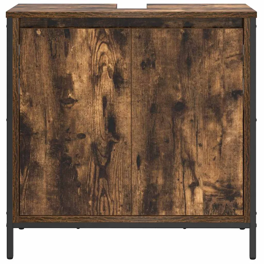Meuble de salle de bain lavabo chêne fumé 60x34,5x60 cm - 6