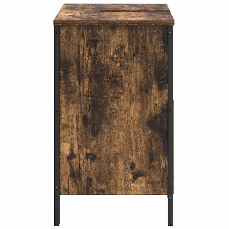 Meuble de salle de bain lavabo chêne fumé 60x34,5x60 cm - 7