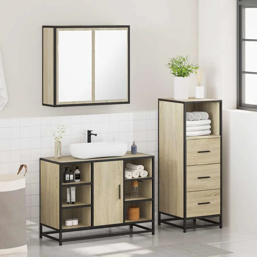 Ensemble de meubles de salle de bain 3 pcs chêne sonoma - 4
