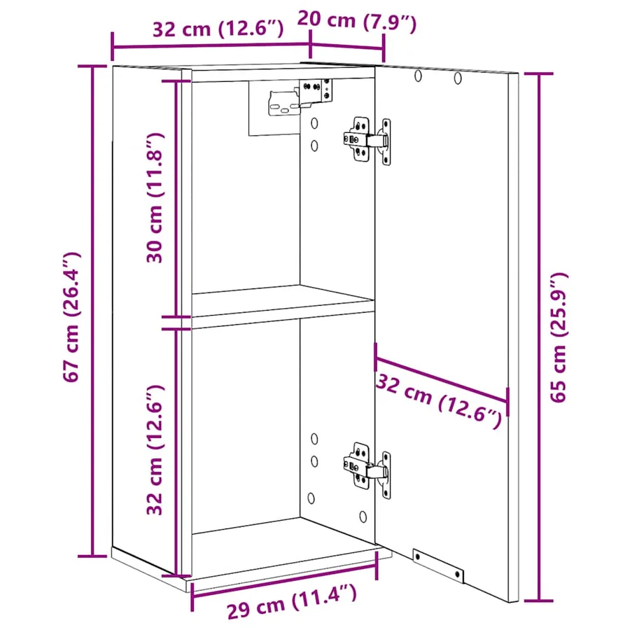 Armoire murale Chêne noir 32x20x67 cm Bois d'ingénierie - 13