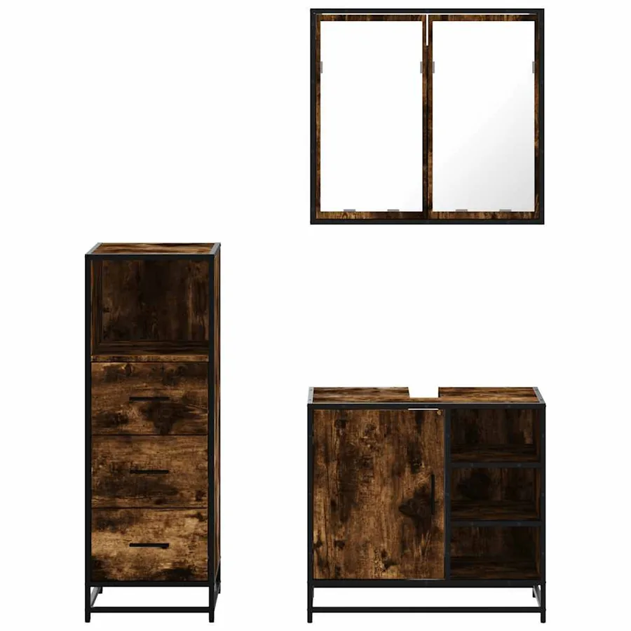 Ensemble de meubles de salle de bain 3 pcs Chêne fumé - 5