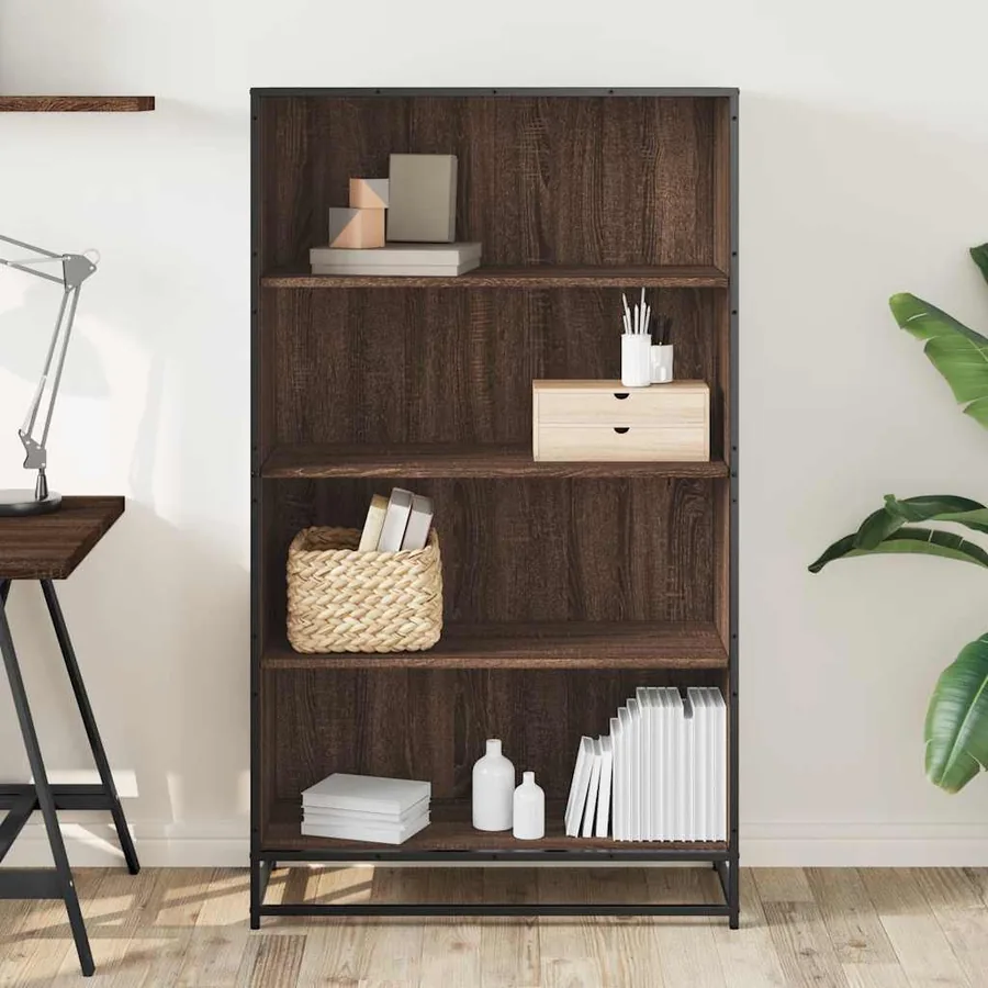 Bibliothèque chêne marron 80,5x35x139 cm bois d'ingénierie - 3