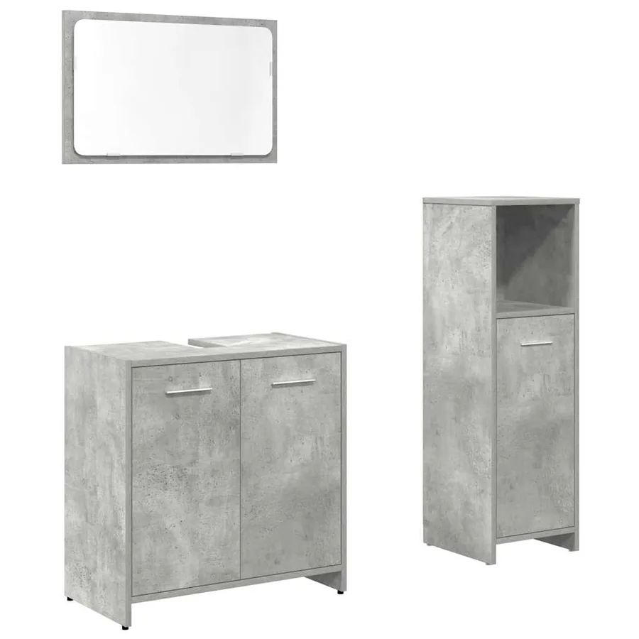 Ensemble de meubles de salle de bain 3 pcs gris béton - 2