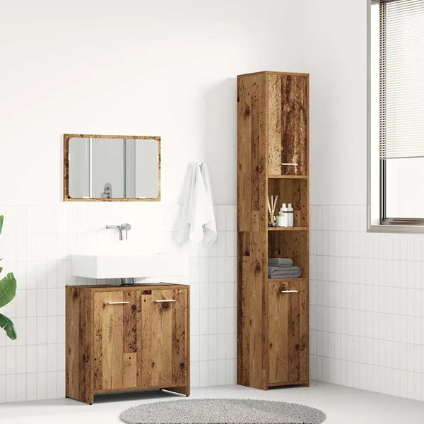 Ensemble de meubles salle de bain 3 pcs bois d'ingénierie