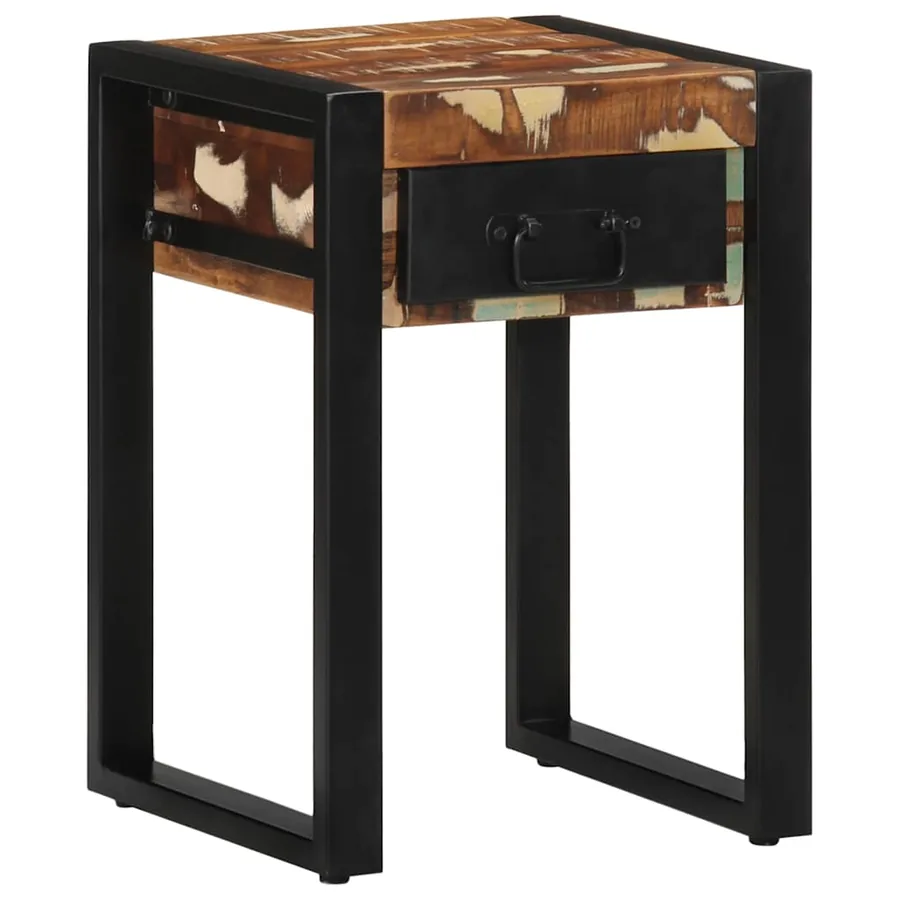 Table d'appoint multicolore 35x35x50cm bois massif récupération - 11