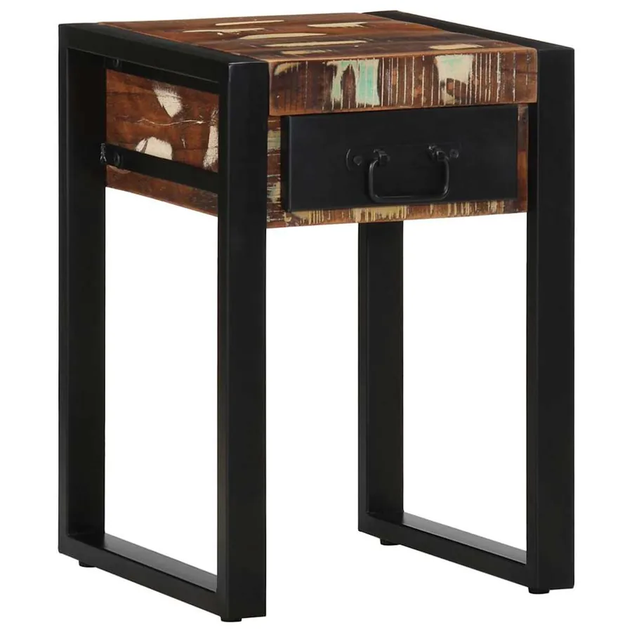 Table d'appoint multicolore 35x35x50cm bois massif récupération - 12