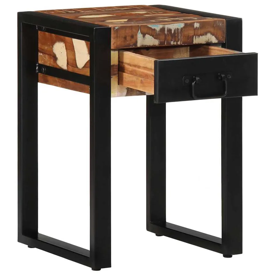 Table d'appoint multicolore 35x35x50cm bois massif récupération - 3
