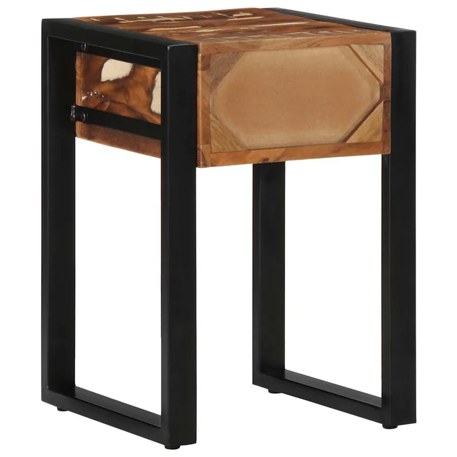 Table d'appoint multicolore 35x35x50cm bois massif récupération - 5