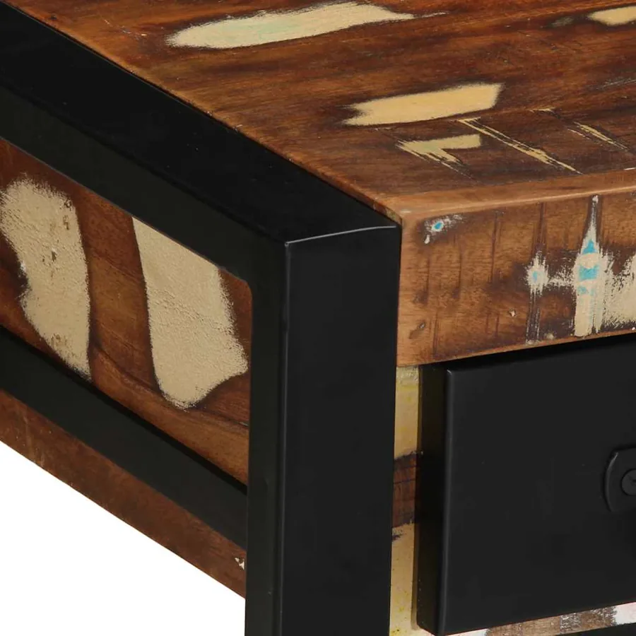Table d'appoint multicolore 35x35x50cm bois massif récupération - 6