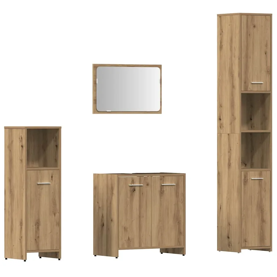 Ensemble de meubles salle de bain 4 pcs bois d'ingénierie - 2