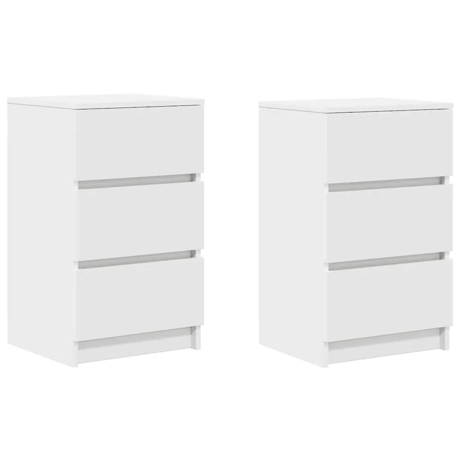 Tables de chevet avec 3 tiroirs 2 pcs blanc 39x35x65 cm - 2