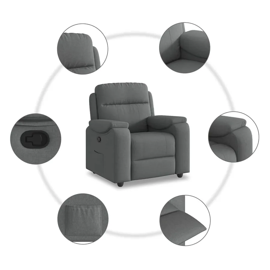 Fauteuil inclinable Gris foncé Tissu - 9