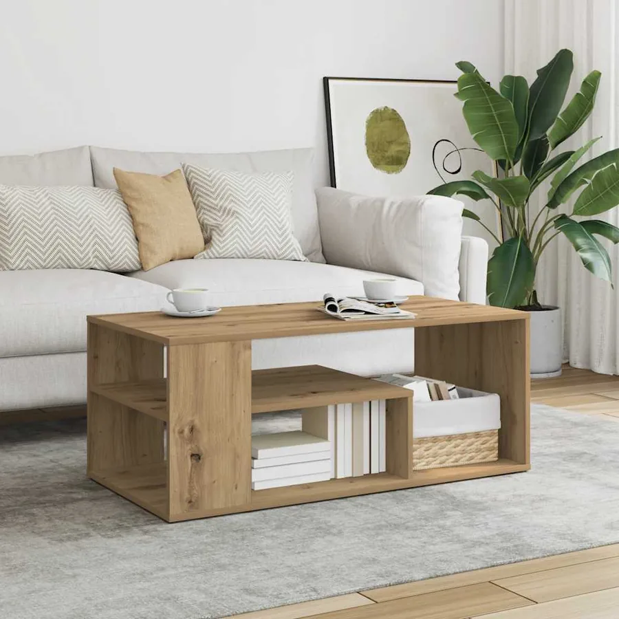 Table d'appoint chêne artisanal 100x50x40 cm bois d'ingénierie