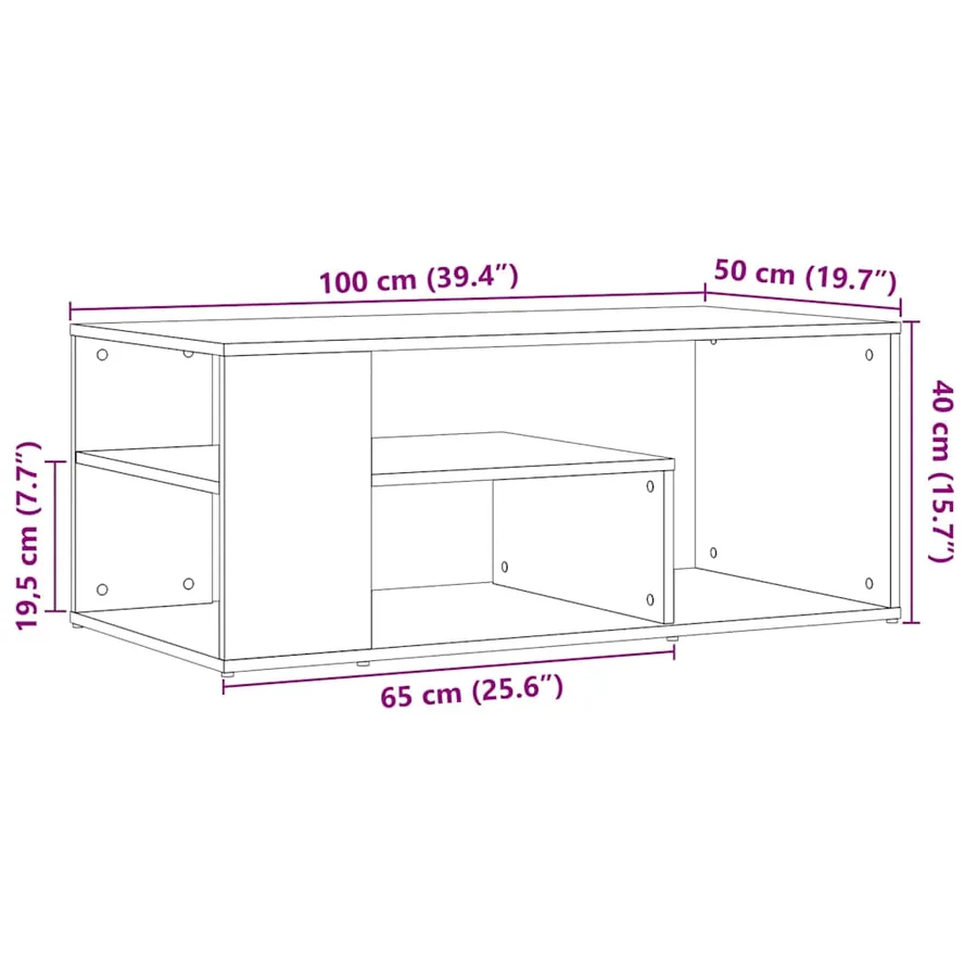 Table d'appoint chêne artisanal 100x50x40 cm bois d'ingénierie - 9