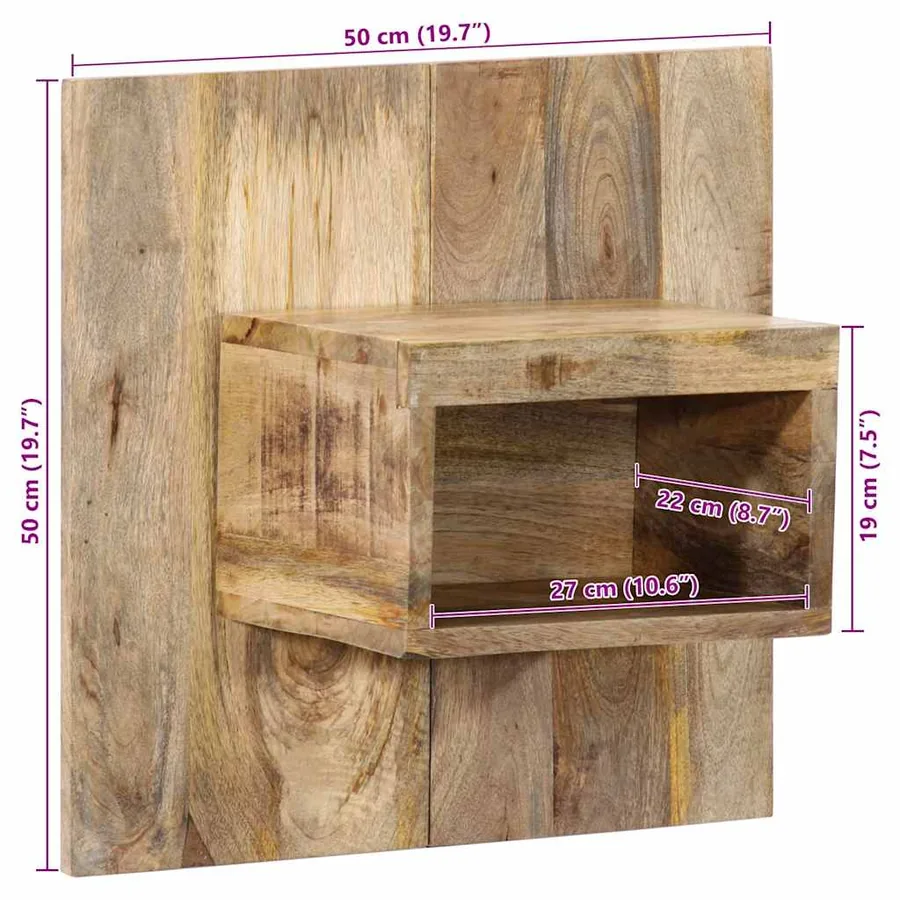 Table de chevet 50x27x50 cm bois massif de manguier brut - 10