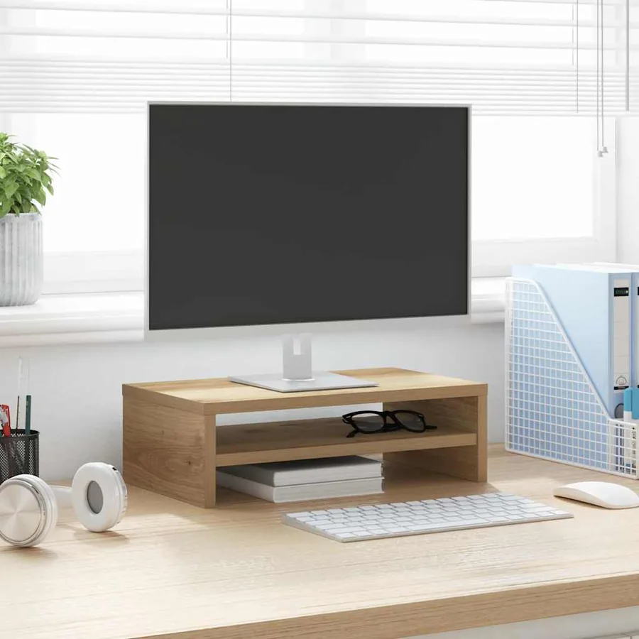 Support de moniteur chêne artisanal 42x24x13 cm bois ingénierie