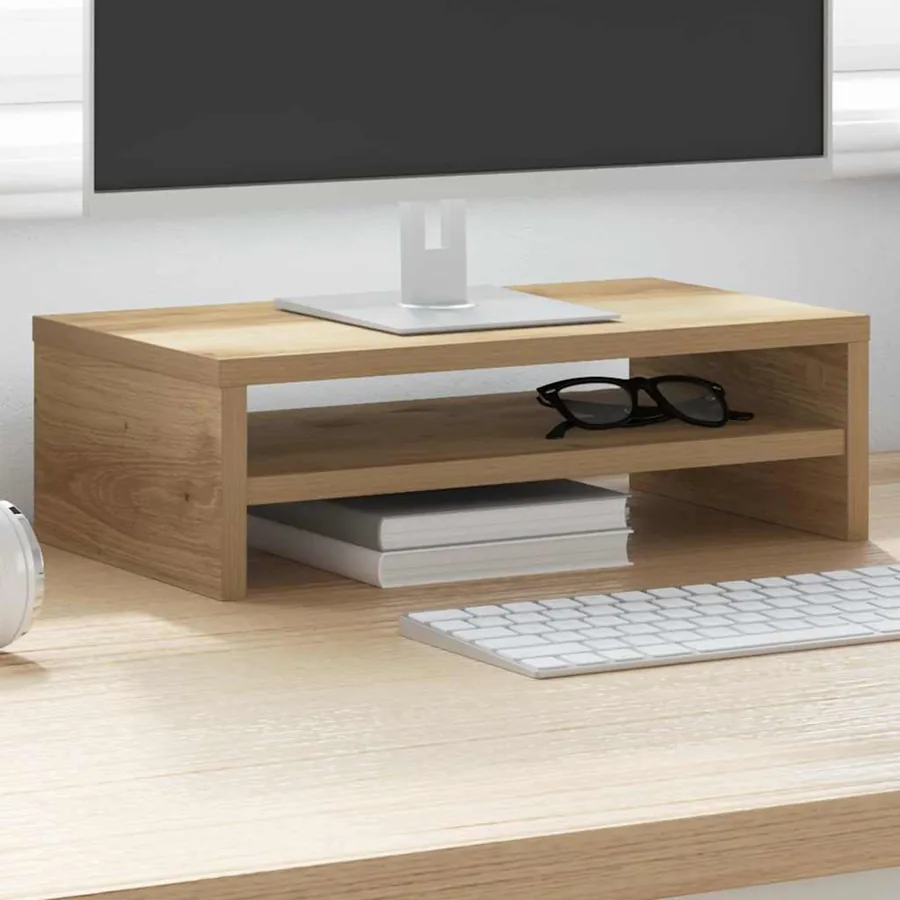 Support de moniteur chêne artisanal 42x24x13 cm bois ingénierie - 3