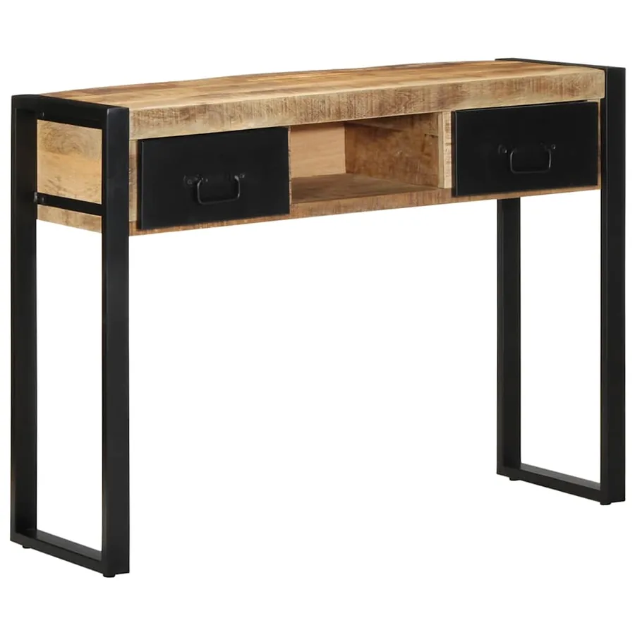 Table console 100x35x75 cm bois de manguier massif brut - 11