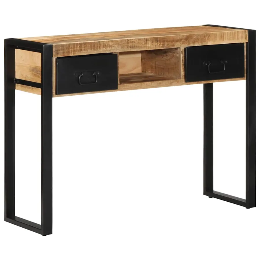 Table console 100x35x75 cm bois de manguier massif brut - 12