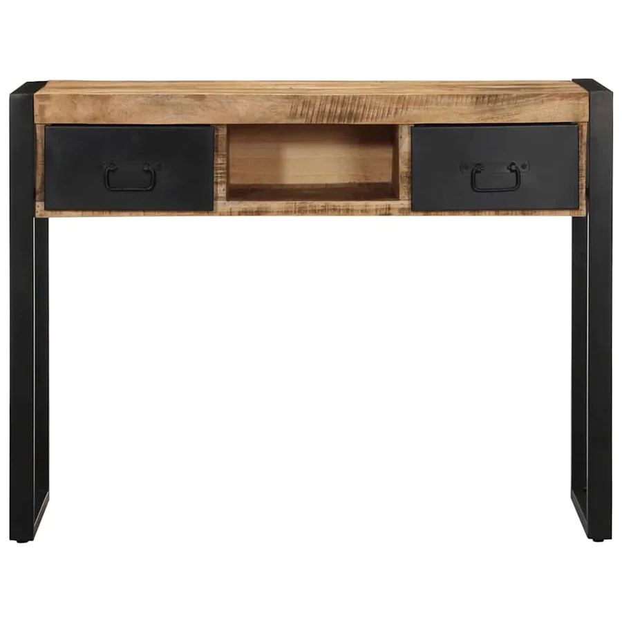 Table console 100x35x75 cm bois de manguier massif brut - 2