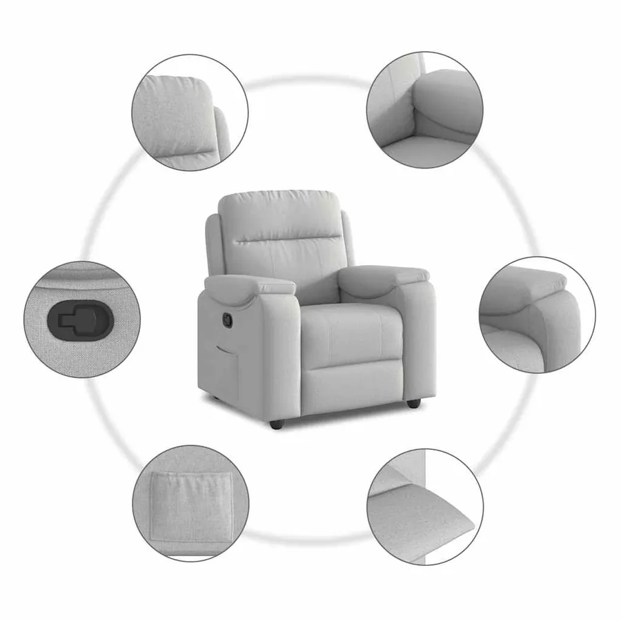 Fauteuil inclinable gris nuage tissu - 7