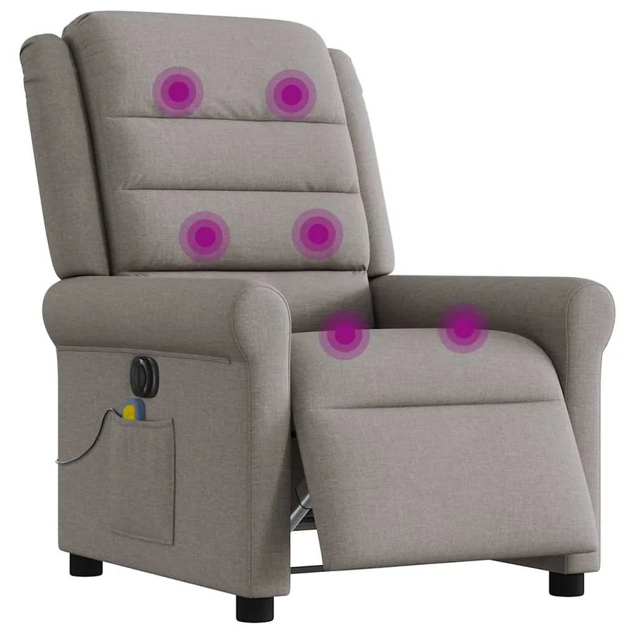 Fauteuil de massage inclinable électrique Taupe Tissu - 2
