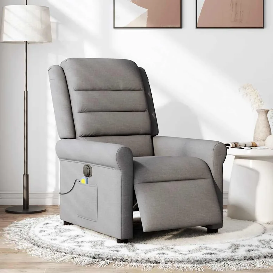 Fauteuil de massage inclinable électrique Taupe Tissu - 3