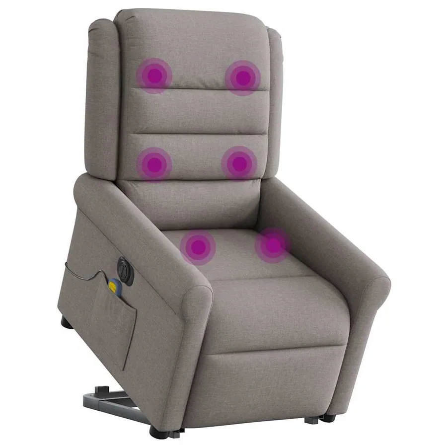 Fauteuil inclinable de massage électrique Taupe Tissu - 2