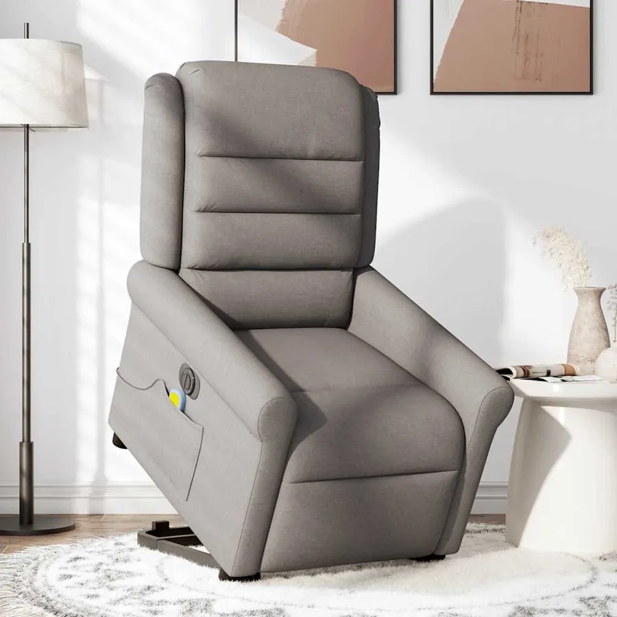 Fauteuil inclinable de massage électrique Taupe Tissu - 3