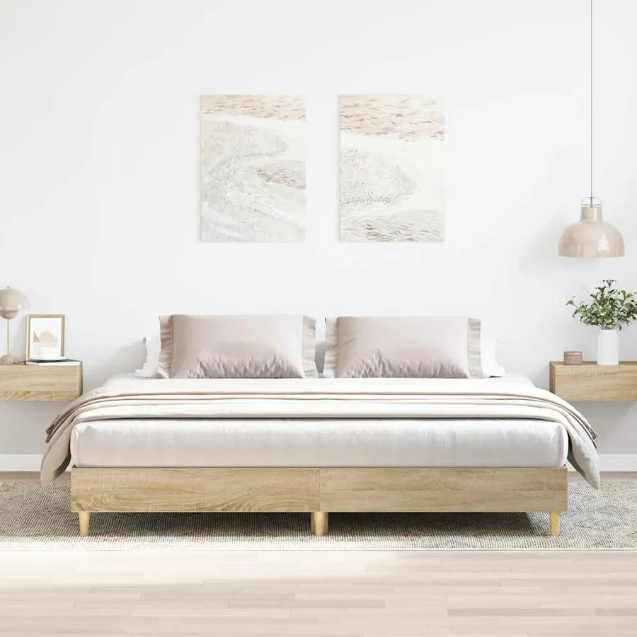Cadre de lit sans matelas chêne sonoma 200x200 cm