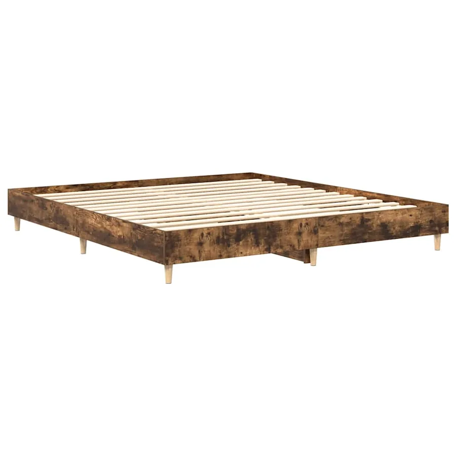 Cadre de lit sans matelas chêne fumé 200x200 cm bois ingénierie - 4