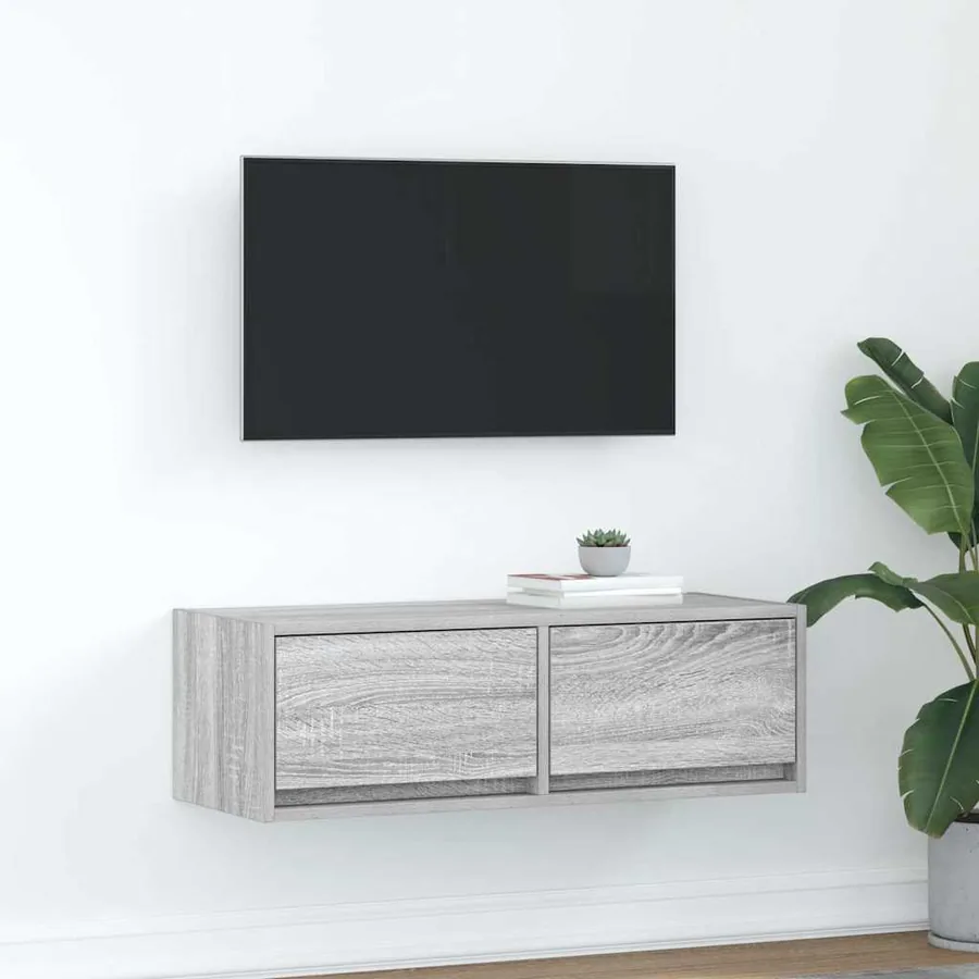 Meuble TV sonoma gris 80x31x25,5 cm bois d'ingénierie