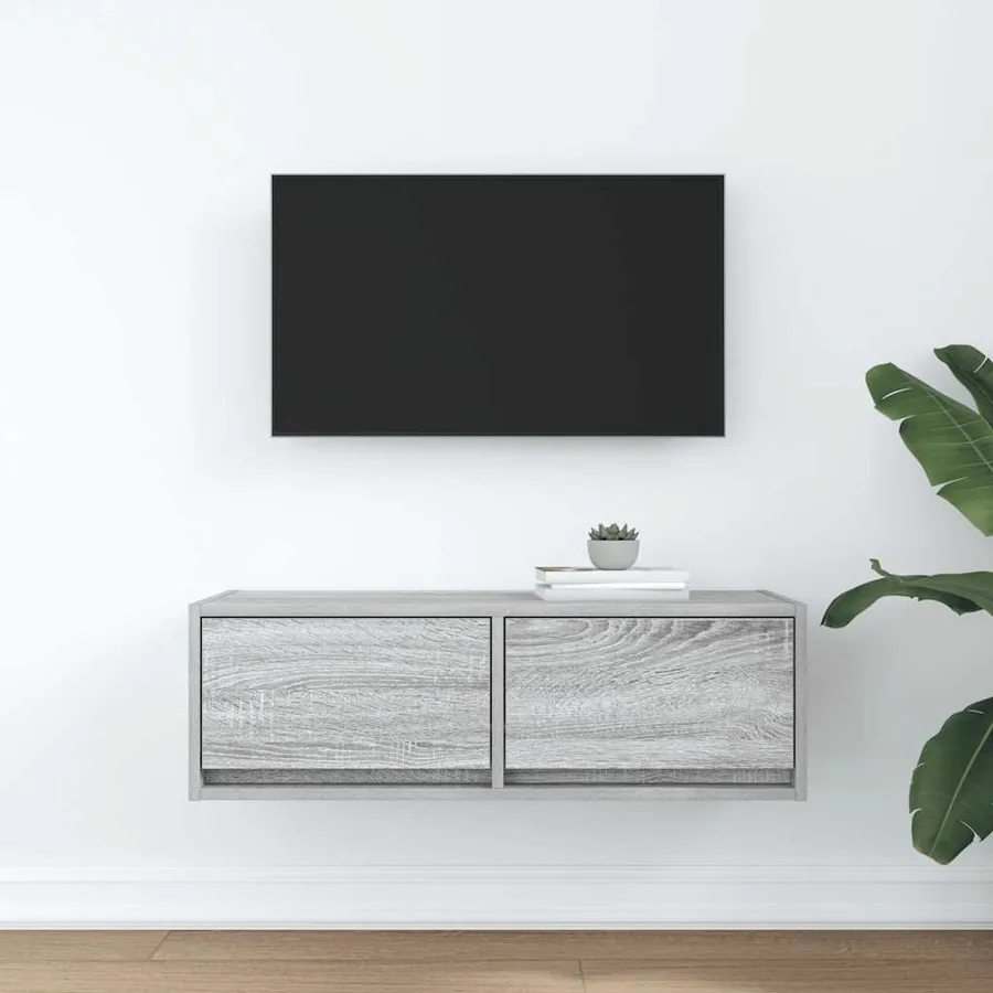Meuble TV sonoma gris 80x31x25,5 cm bois d'ingénierie - 3