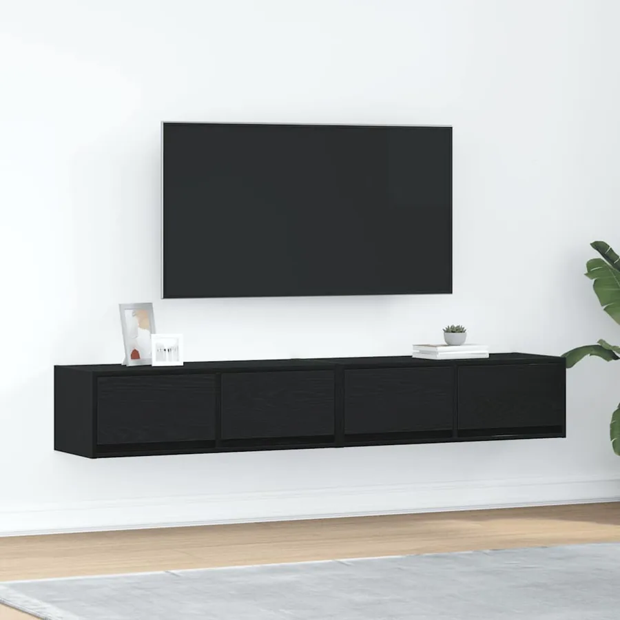 Meuble TV 2 pcs chêne noir 80x31x25,5 cm bois d'ingénierie