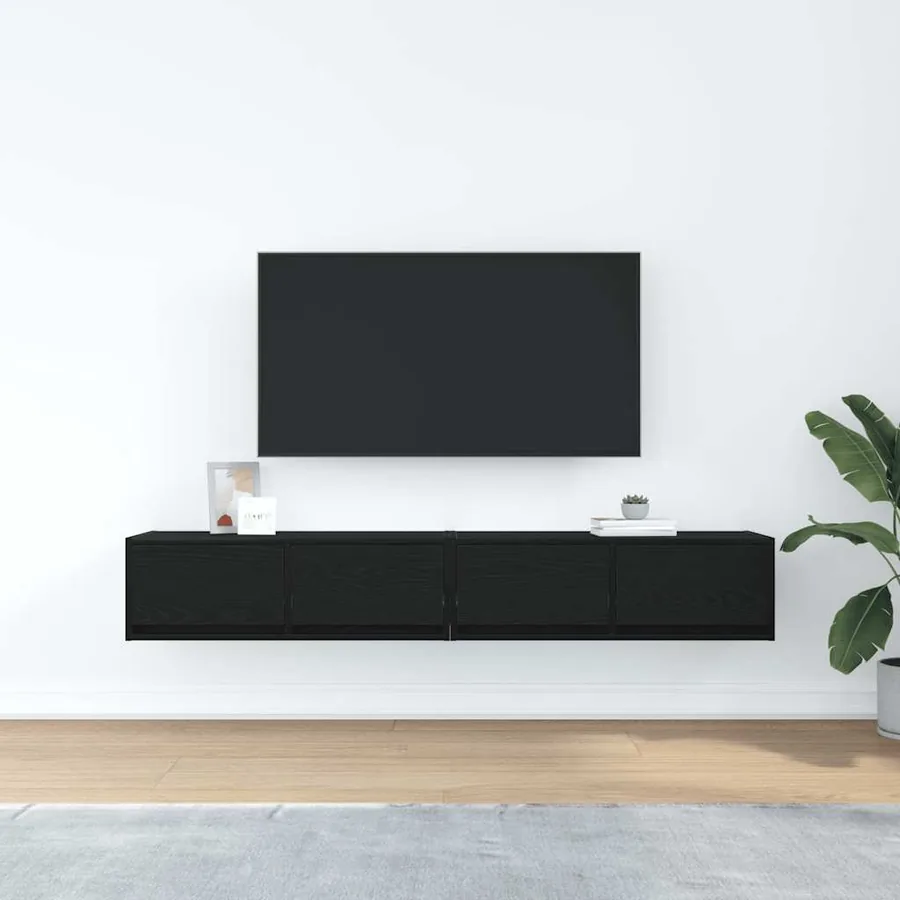 Meuble TV 2 pcs chêne noir 80x31x25,5 cm bois d'ingénierie - 3