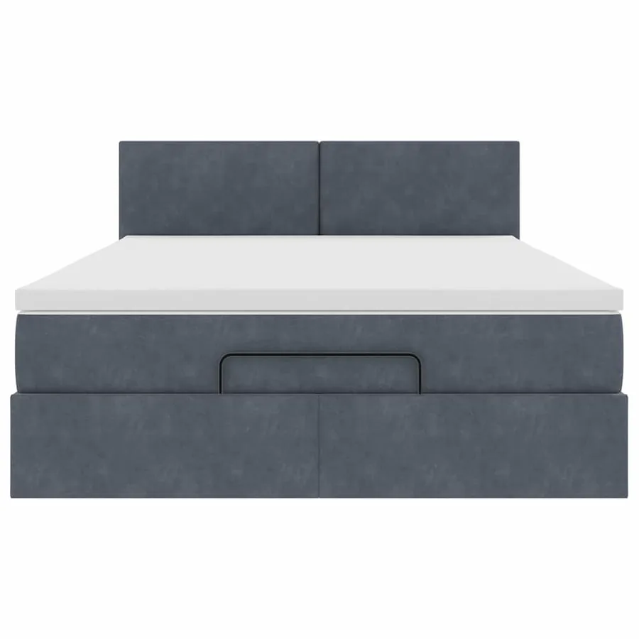 Cadre de lit ottoman avec matelas gris foncé 140x190 cm velours - 6