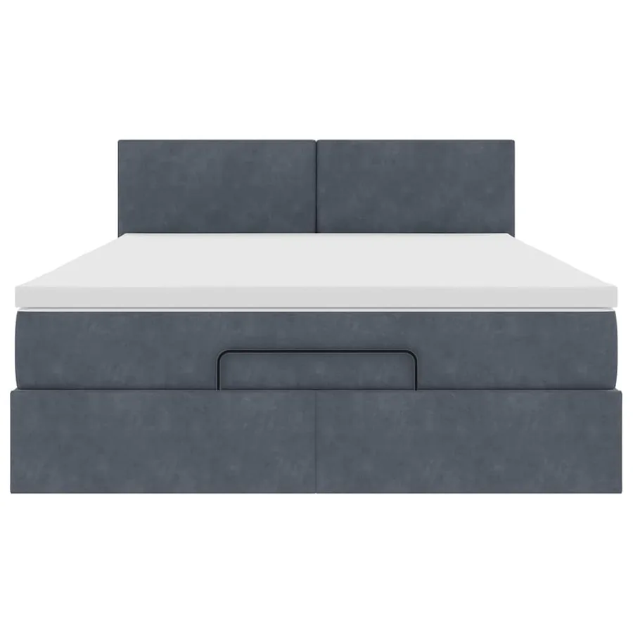 Cadre de lit ottoman avec matelas gris foncé 140x190 cm velours - 7