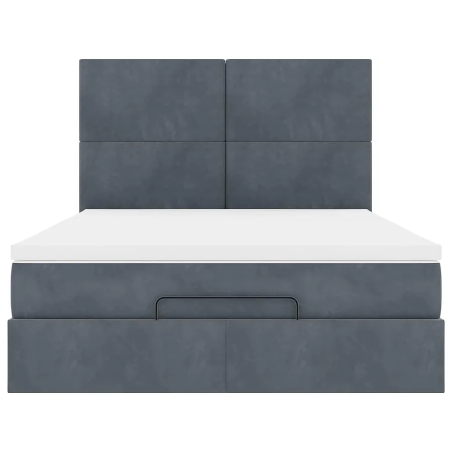 Cadre de lit ottoman avec matelas gris foncé 140x190 cm velours - 7