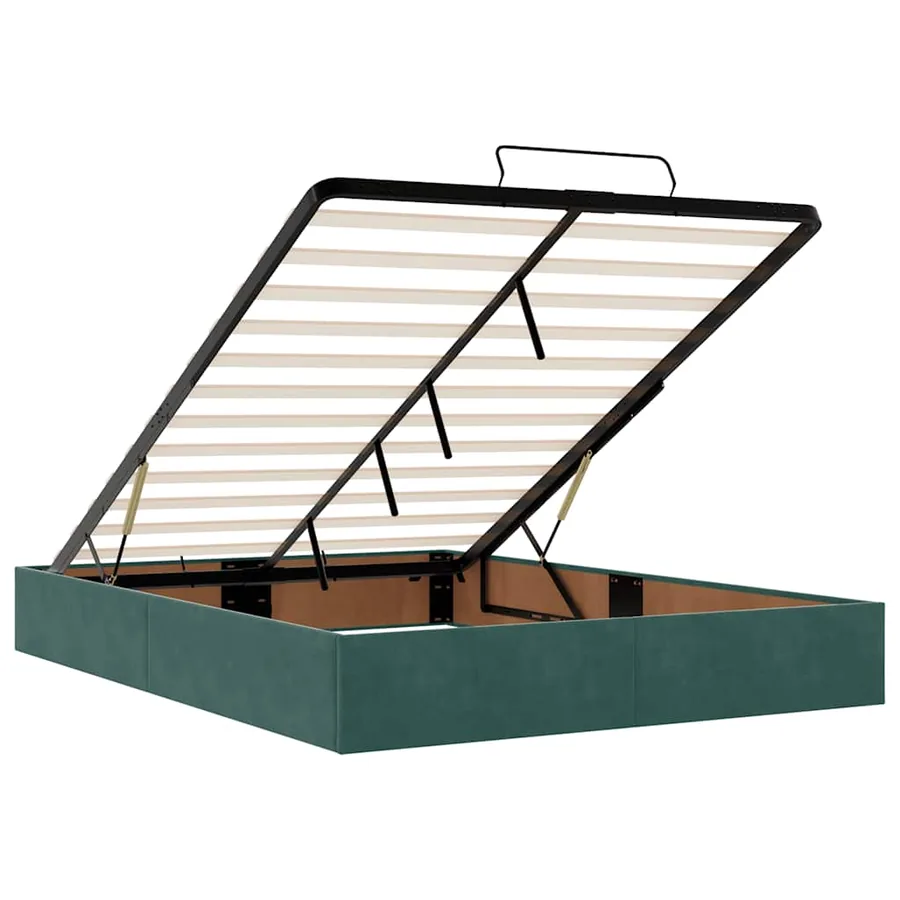Cadre de lit ottoman avec matelas vert foncé 140x190 cm velours - 12